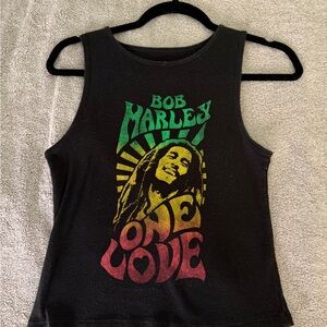 Zion Rootswear Black Bob Marley 'One Love' Tank with Rasta Gradient Print